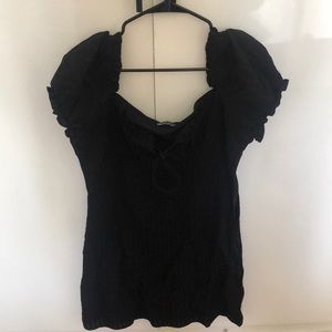 Black off the should dress.